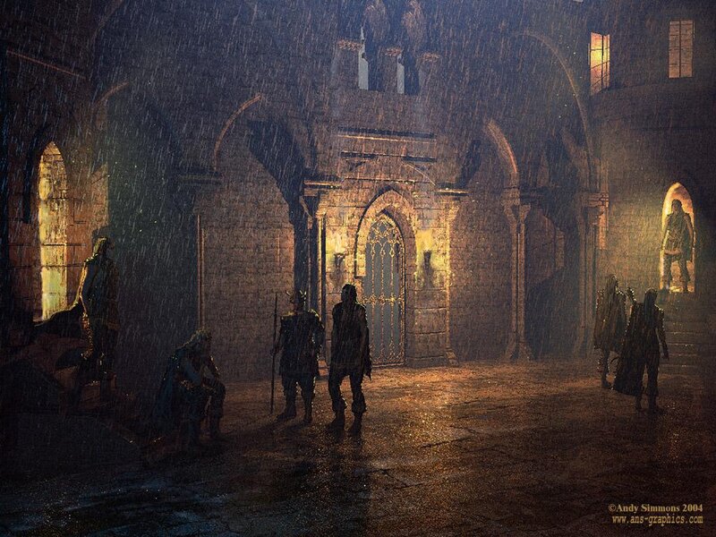 Soldiers in Stone Corridor