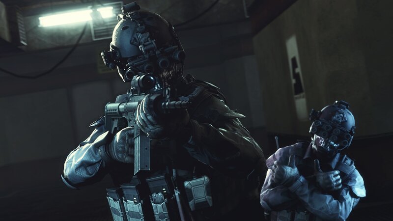 Soldiers in Tactical Gear — Black, Tense, Dramatic