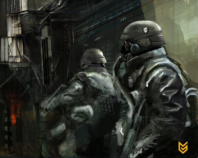 Soldiers in Tactical Gear — Gray, Dramatic