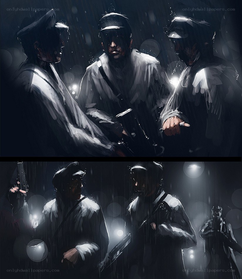 Soldiers in the rain