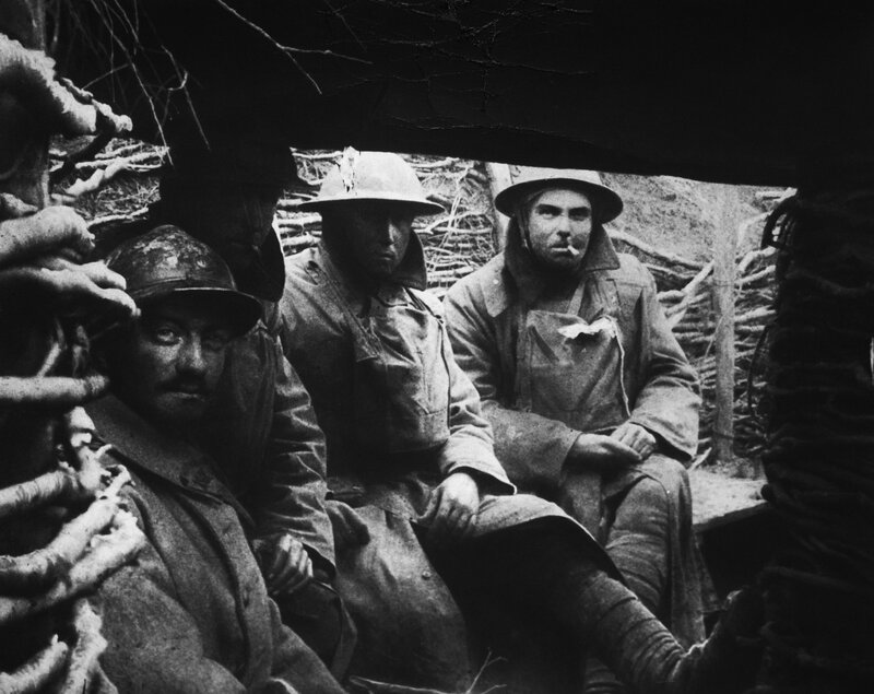 Soldiers in Trench — Black, Somber