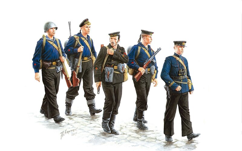 Soldiers in Uniform — Blue, Serious