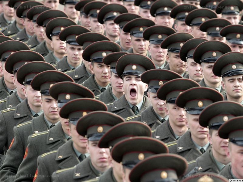 Soldiers in uniform formation