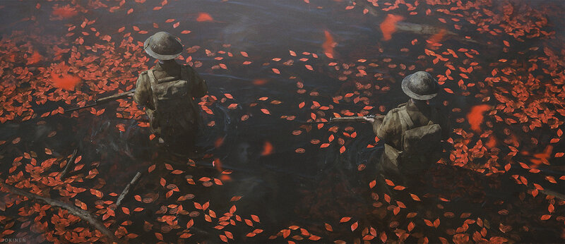 Soldiers in Water — Red