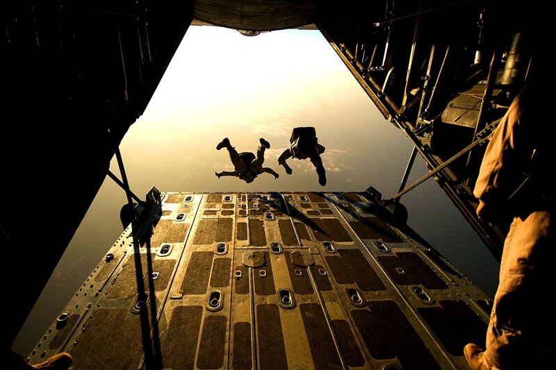 Soldiers Jumping from Plane