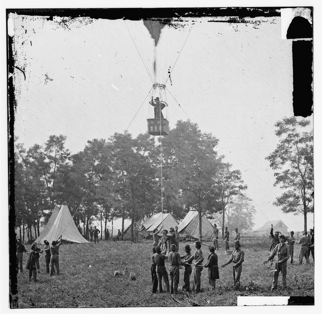 Soldiers launching a balloon