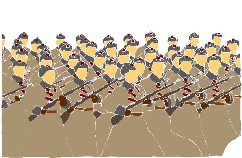 soldiers marching in formation