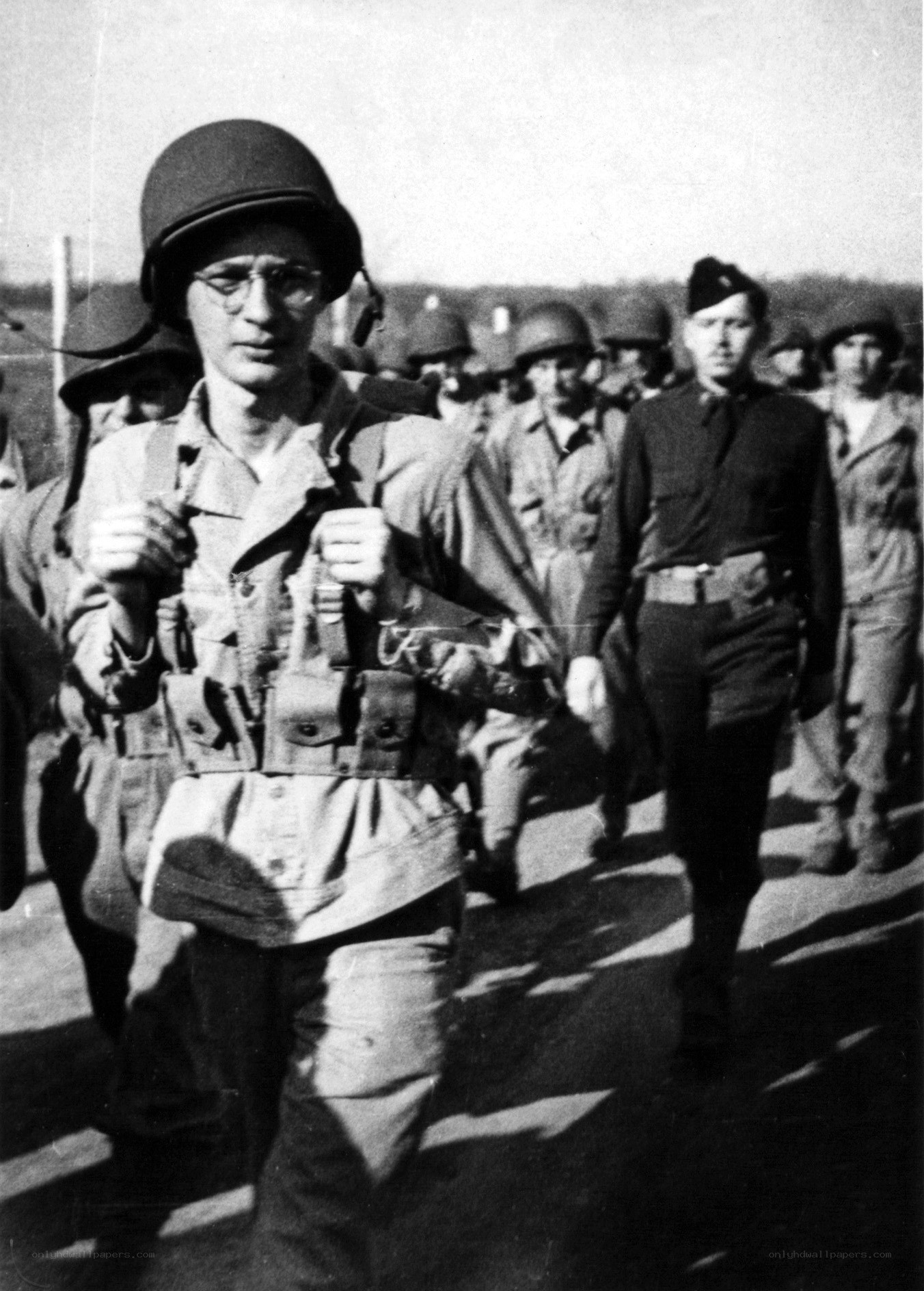 Soldiers marching in formation