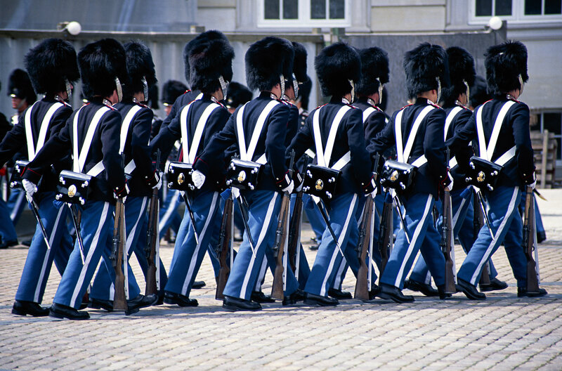 Soldiers marching in formation