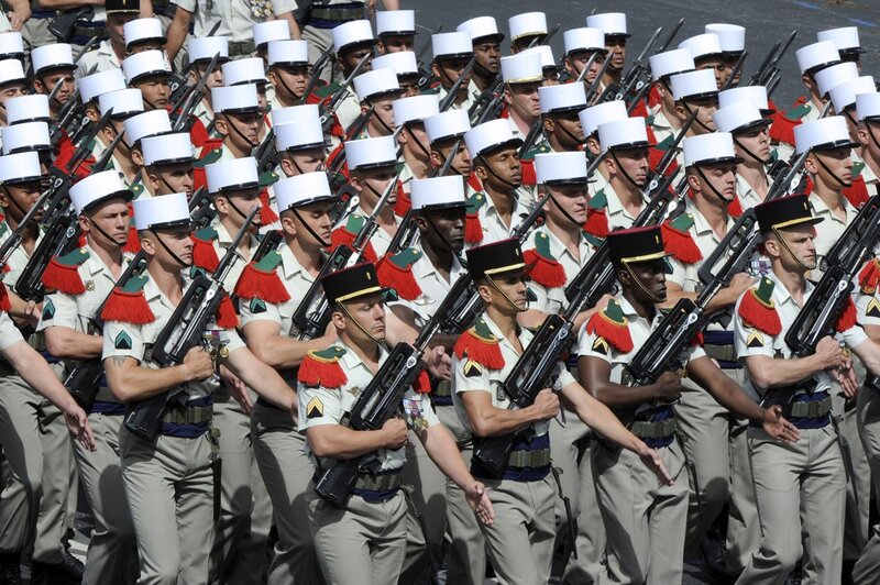 Soldiers marching in formation