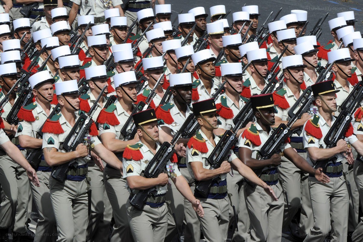 Soldiers marching in formation