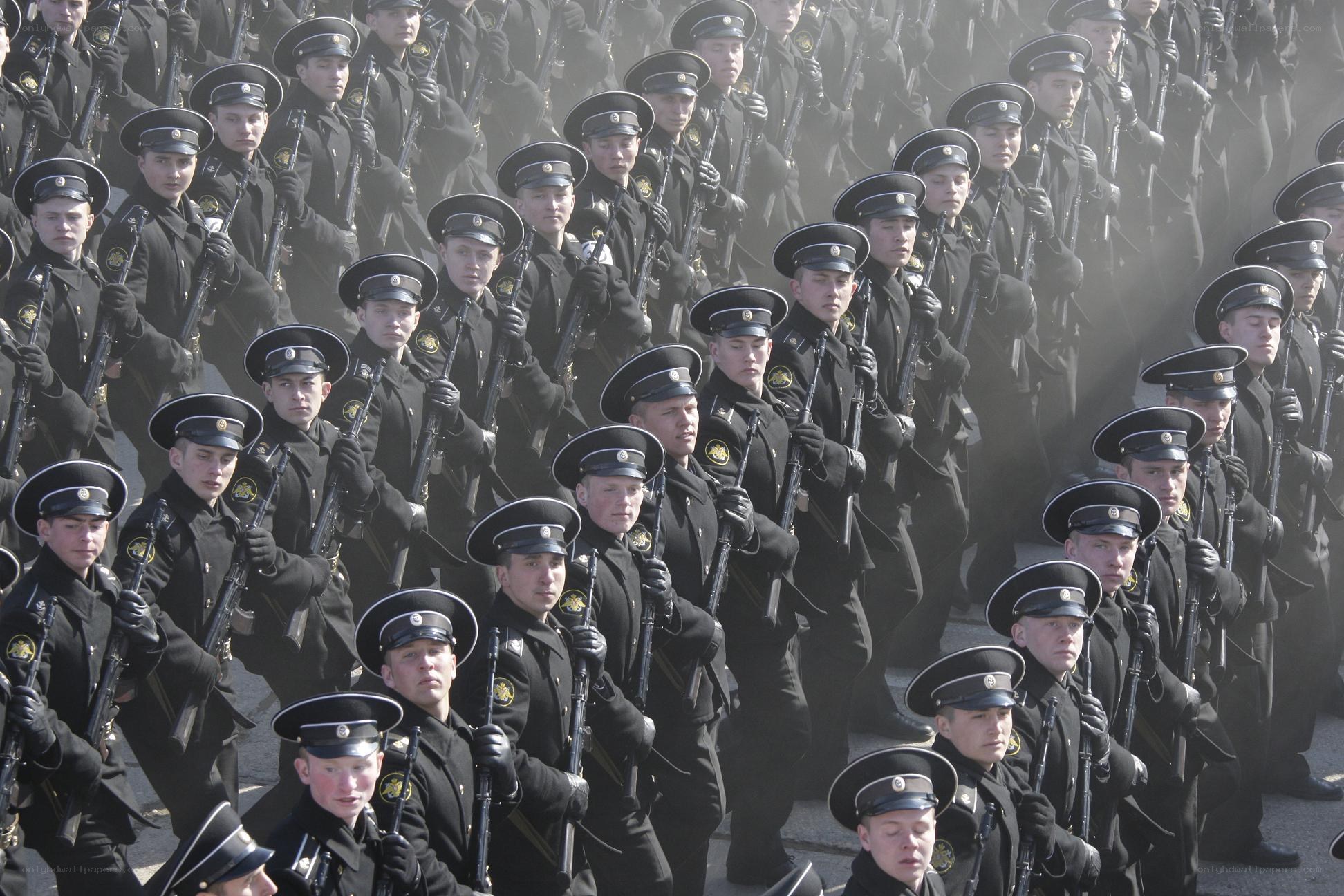 Soldiers marching in formation
