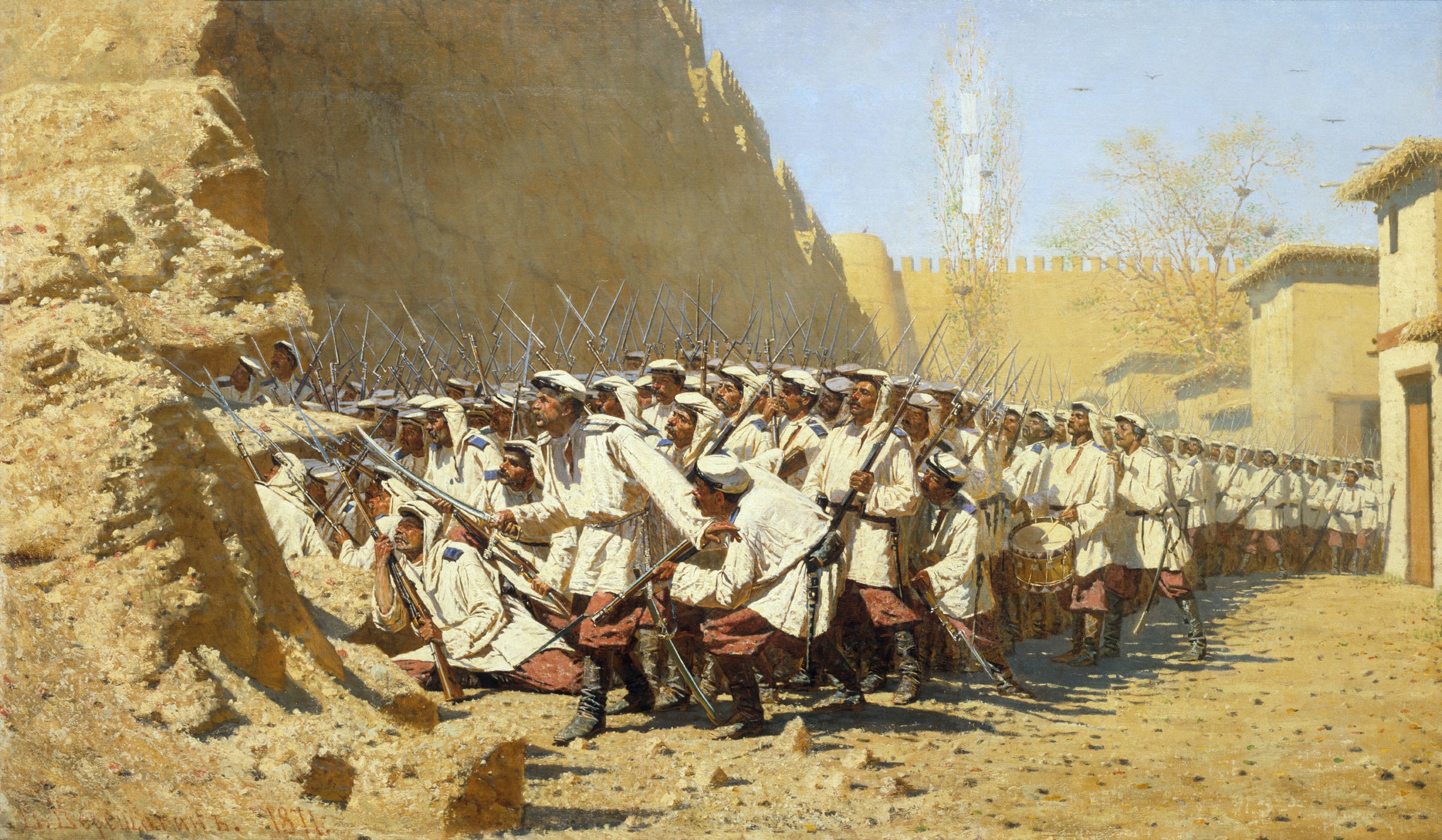 Soldiers marching in formation