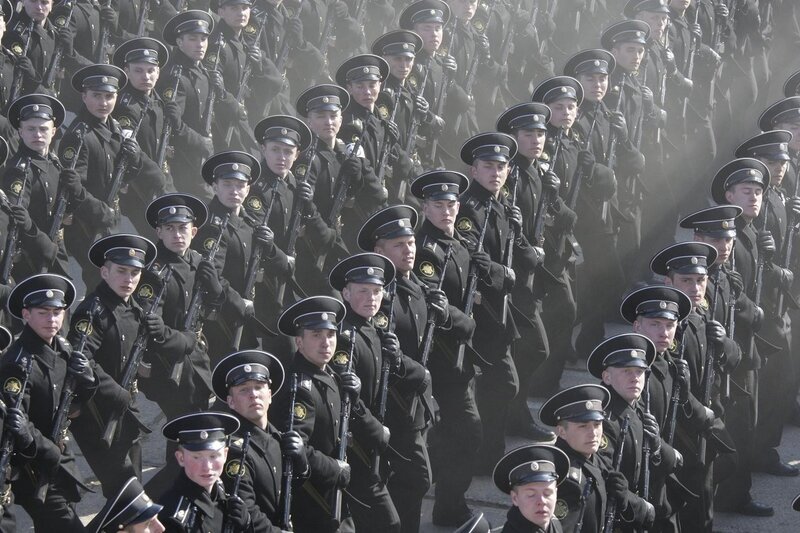 Soldiers marching in formation