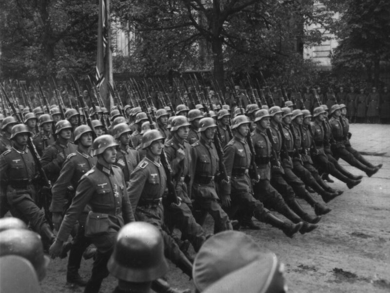 Soldiers marching in formation