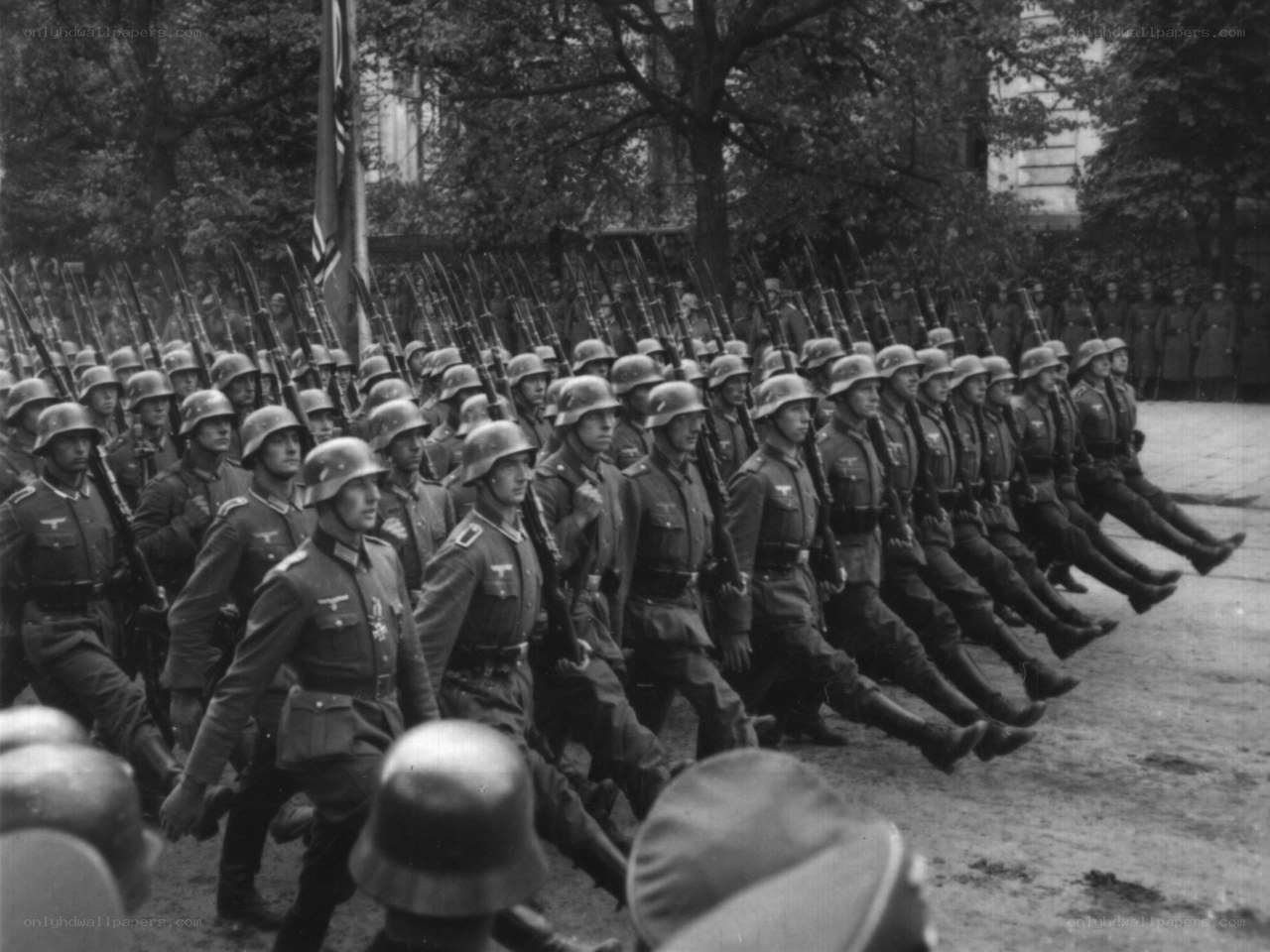 Soldiers marching in formation