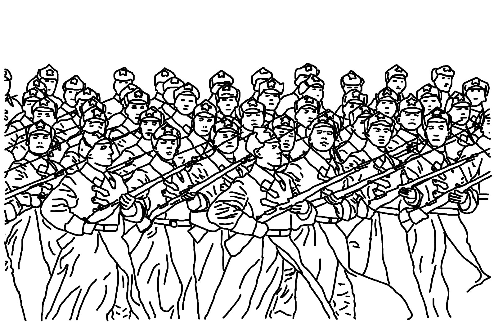 soldiers marching in formation