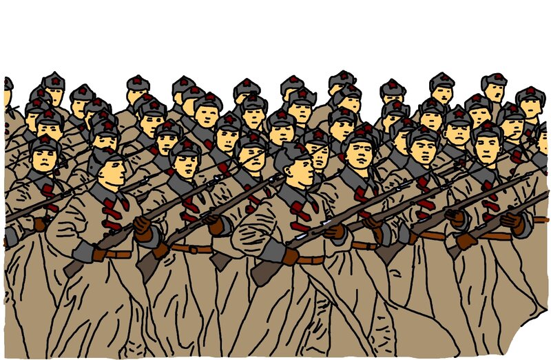 soldiers marching in formation