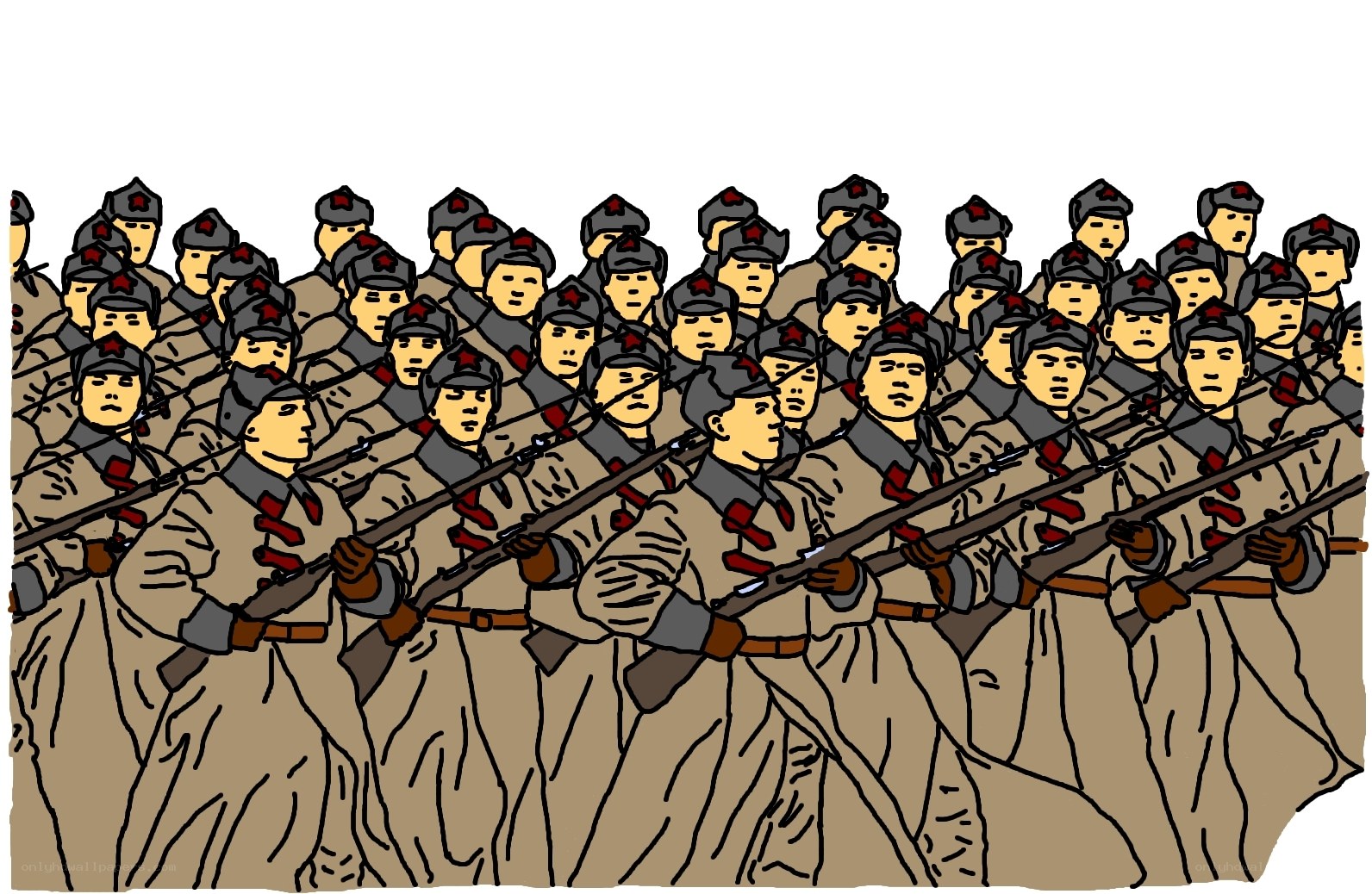 soldiers marching in formation
