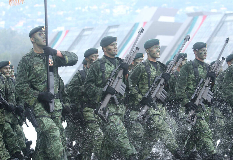 Soldiers marching in formation