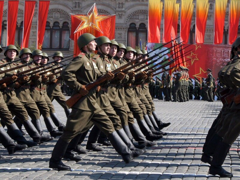 Soldiers marching in parade
