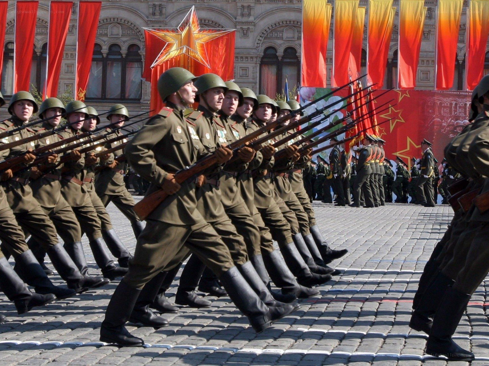 Soldiers marching in parade