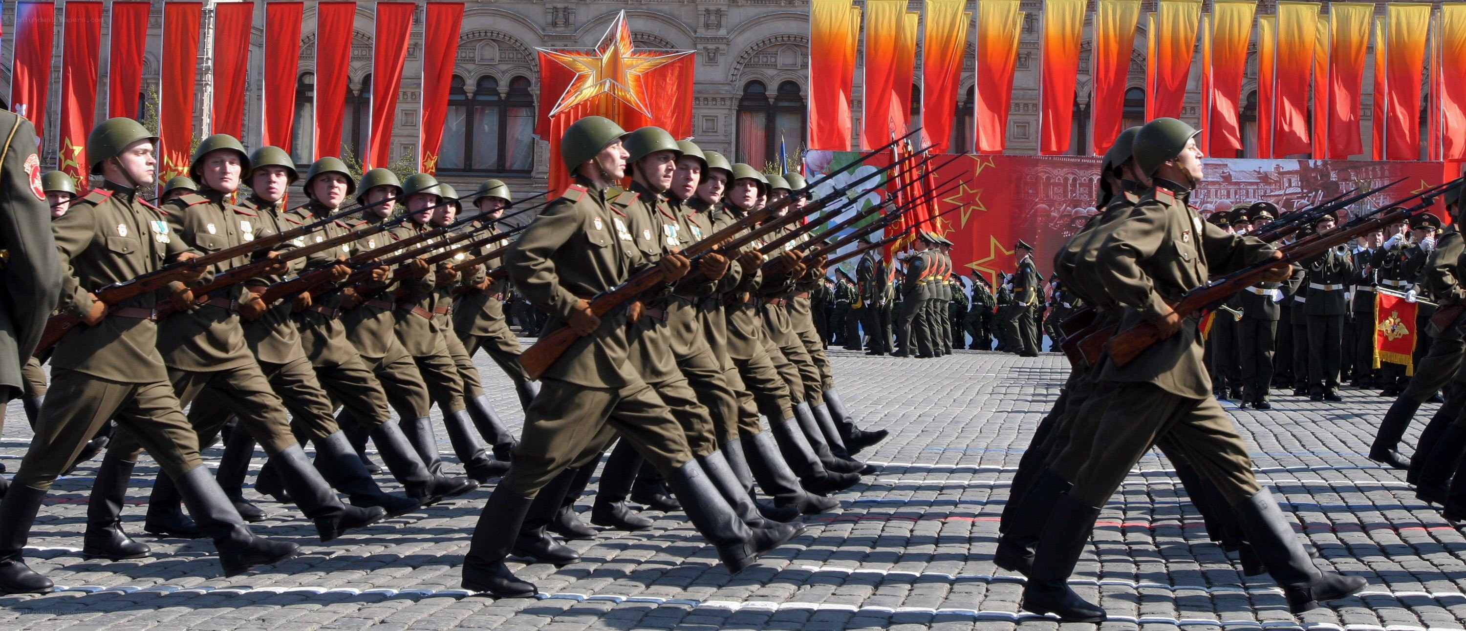 Soldiers marching in parade