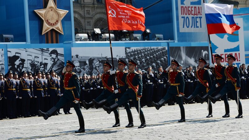 Soldiers Marching in Parade — Blue