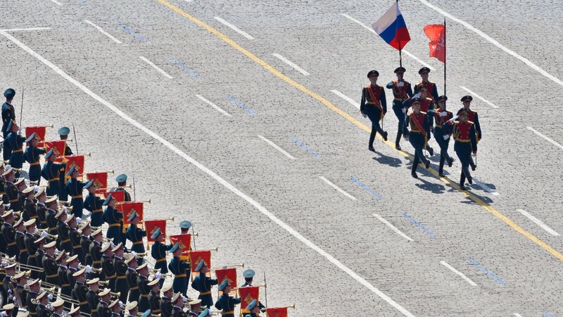 Soldiers Marching in Parade — Gray