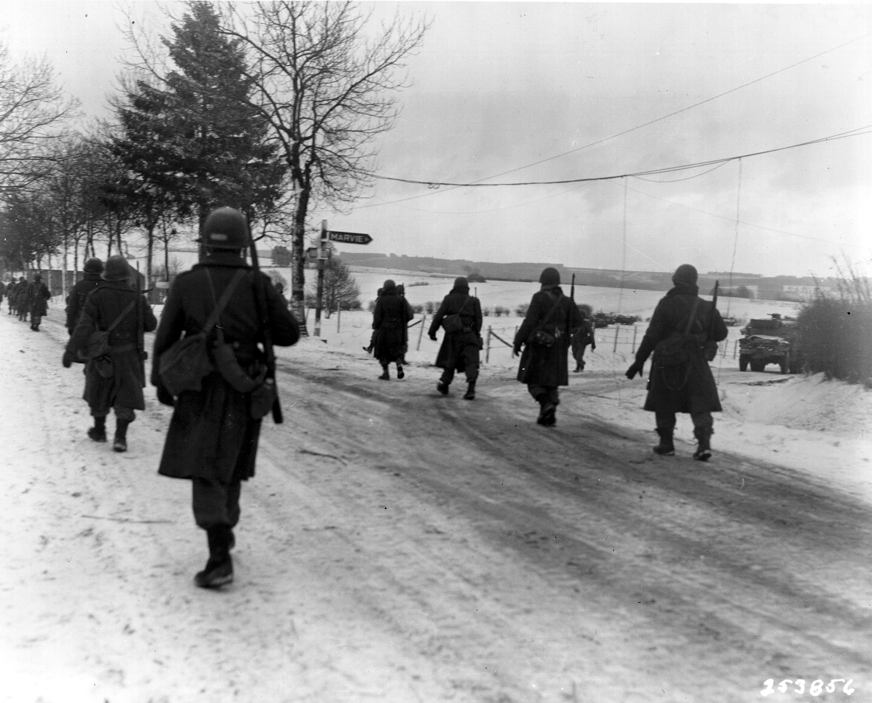 Soldiers marching in winter