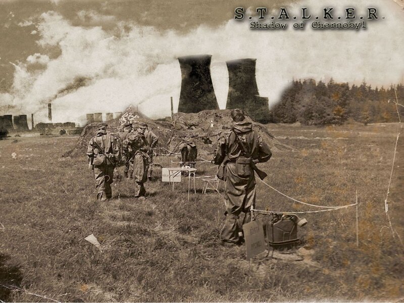 Soldiers near Chernobyl reactor