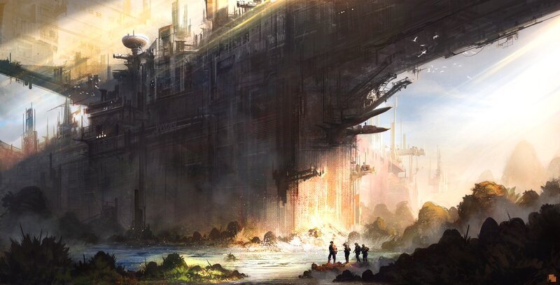 Soldiers Near Futuristic City
