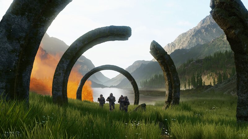 Soldiers Near Stone Arches