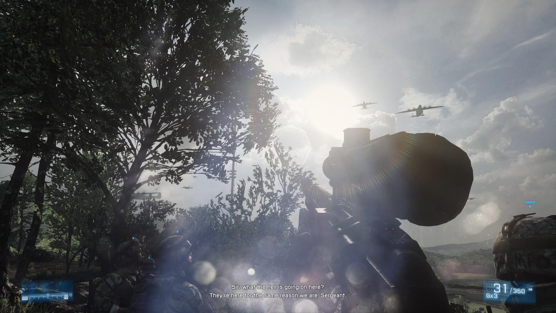 Soldiers observing aircraft