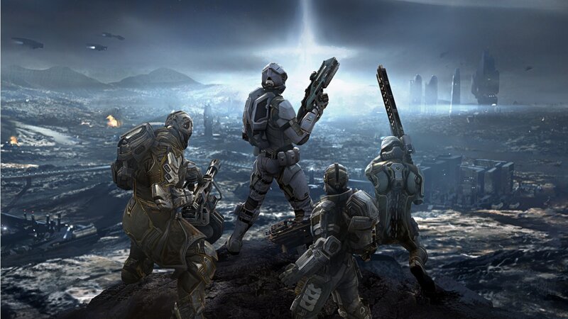 Soldiers on a Battlefield — Gray, Dramatic
