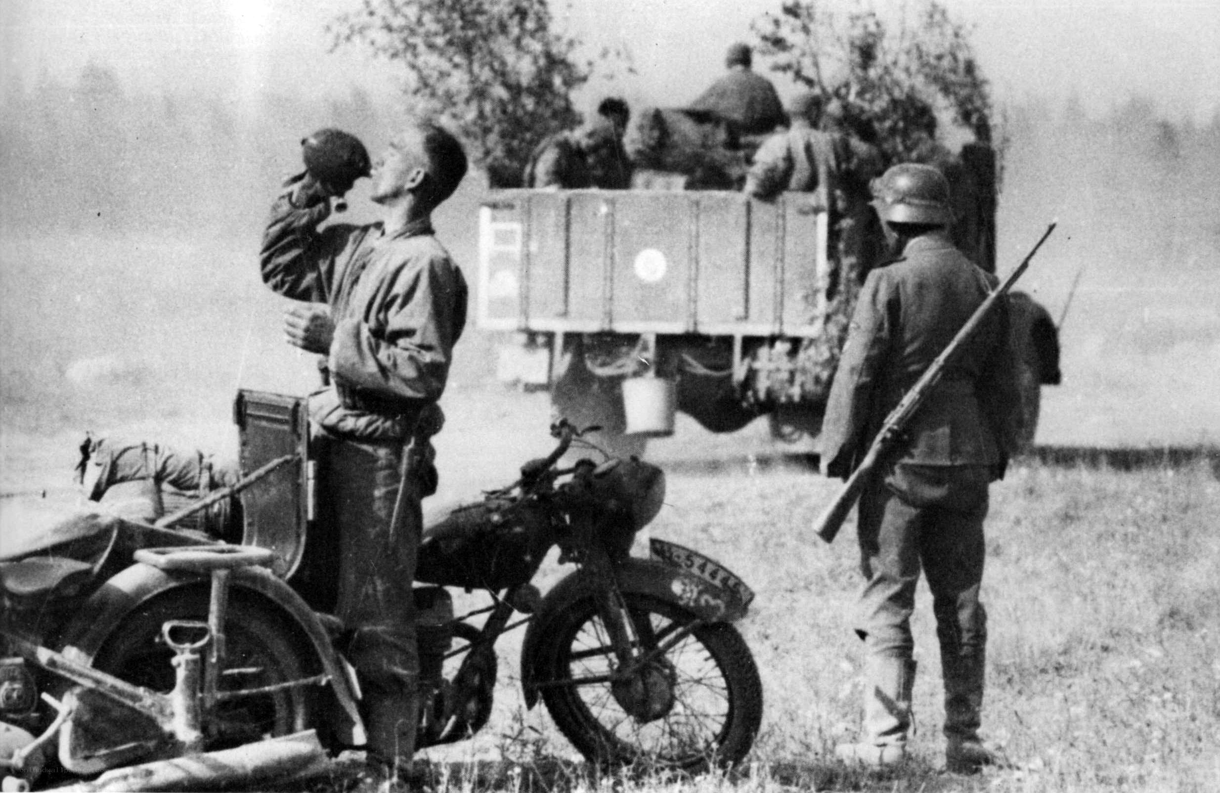 Soldiers on a break during wartime