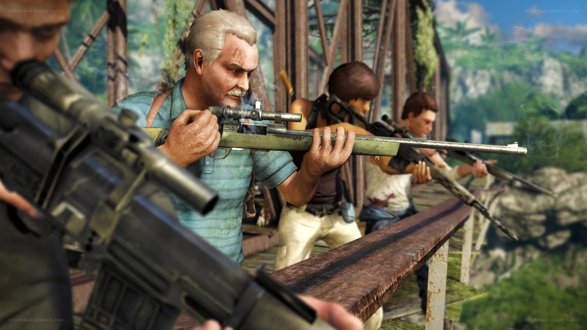 soldiers on a bridge