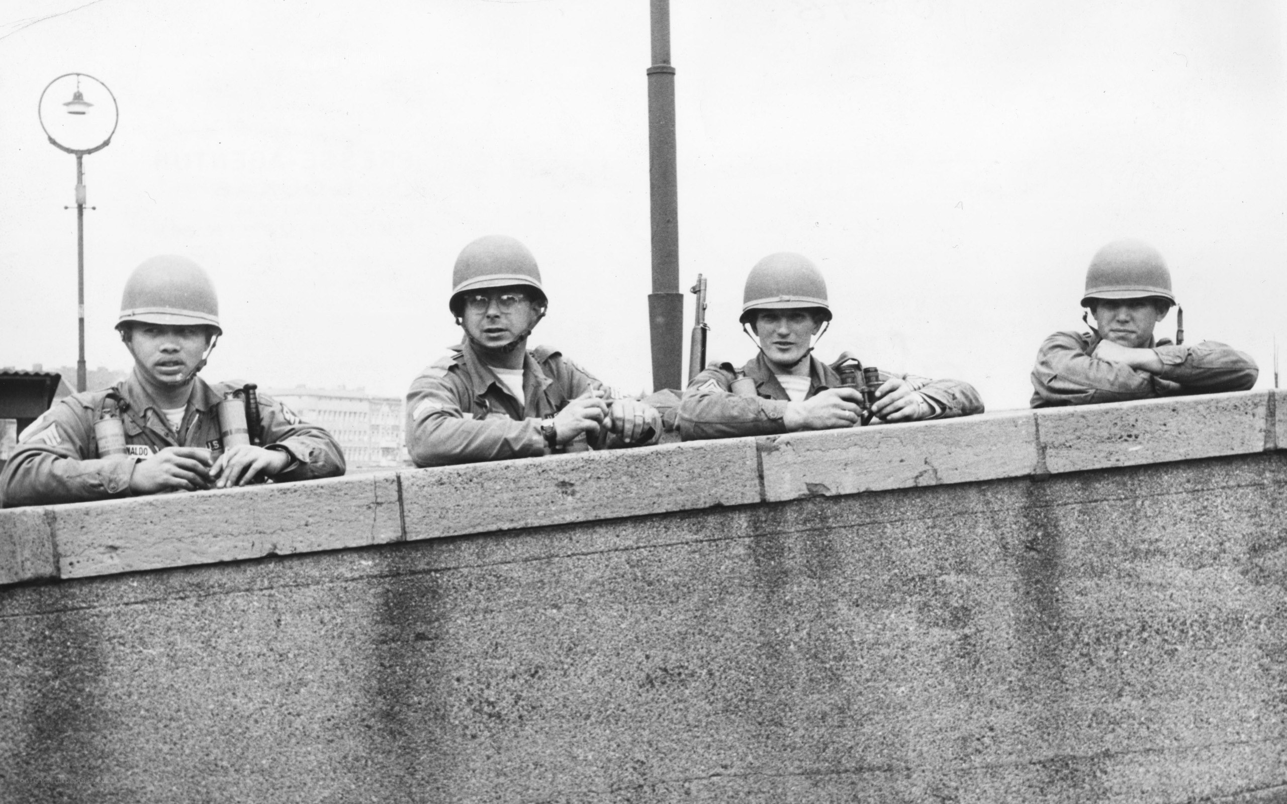 Soldiers on a bridge