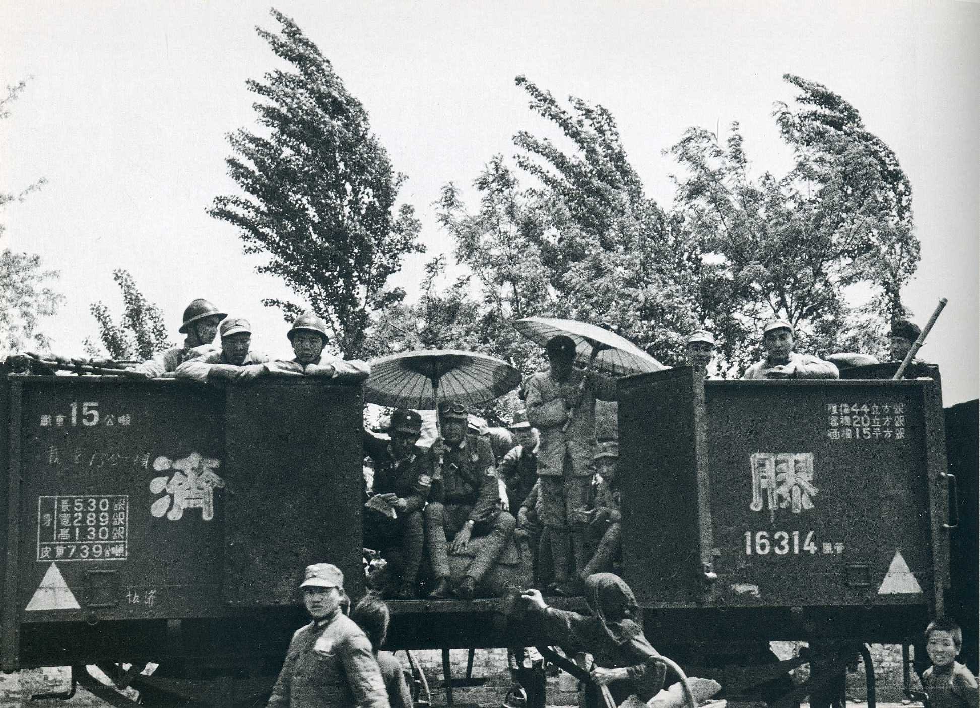 Soldiers on a freight train