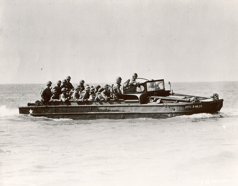 Soldiers on a landing craft