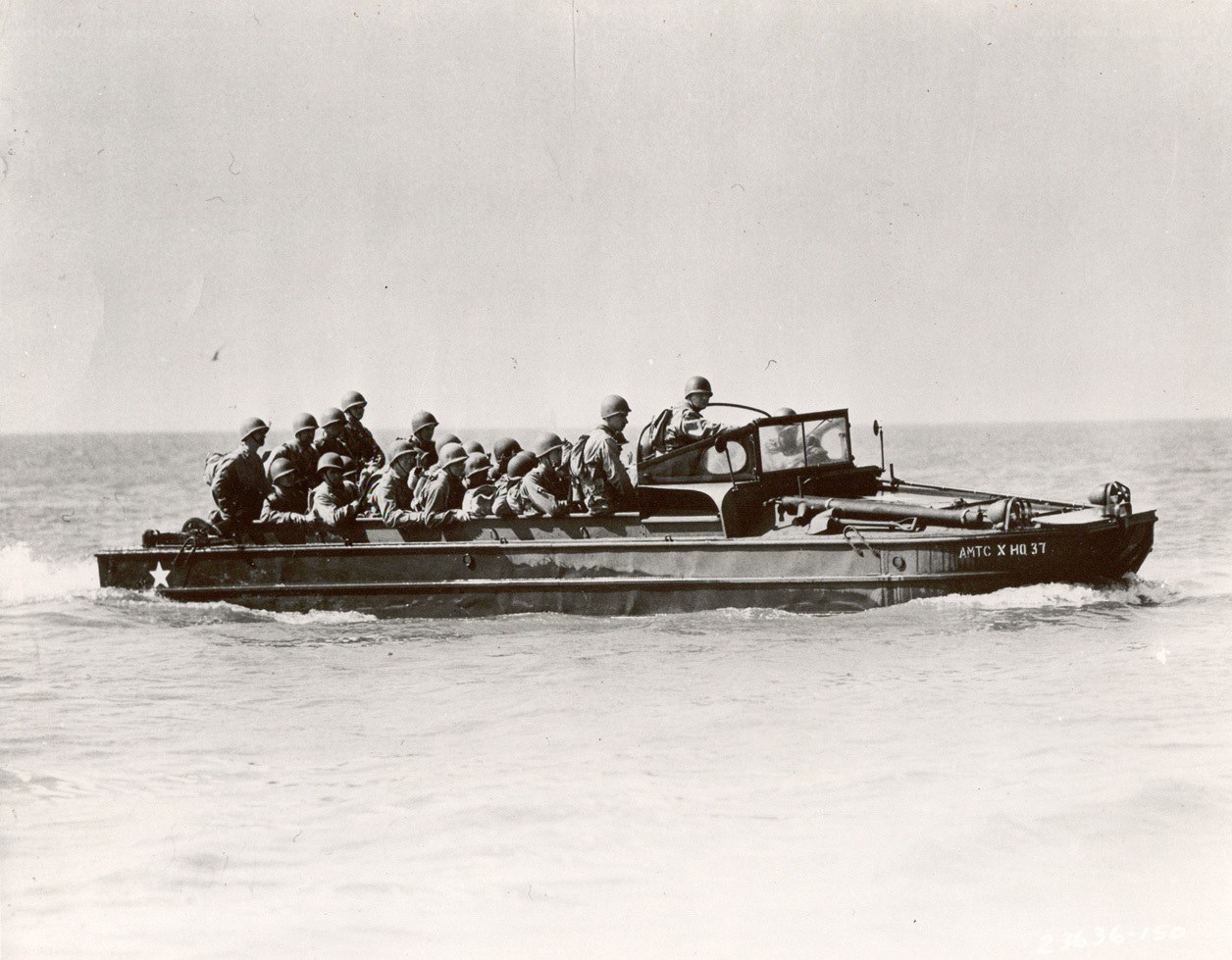 Soldiers on a landing craft