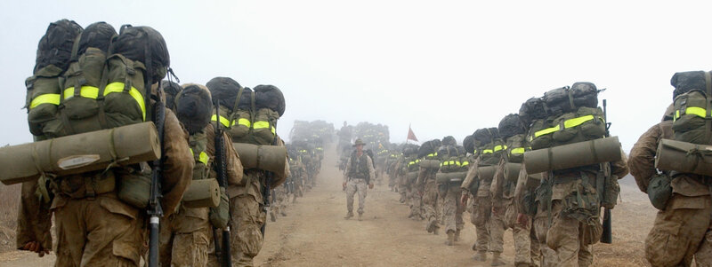 Soldiers on a long march