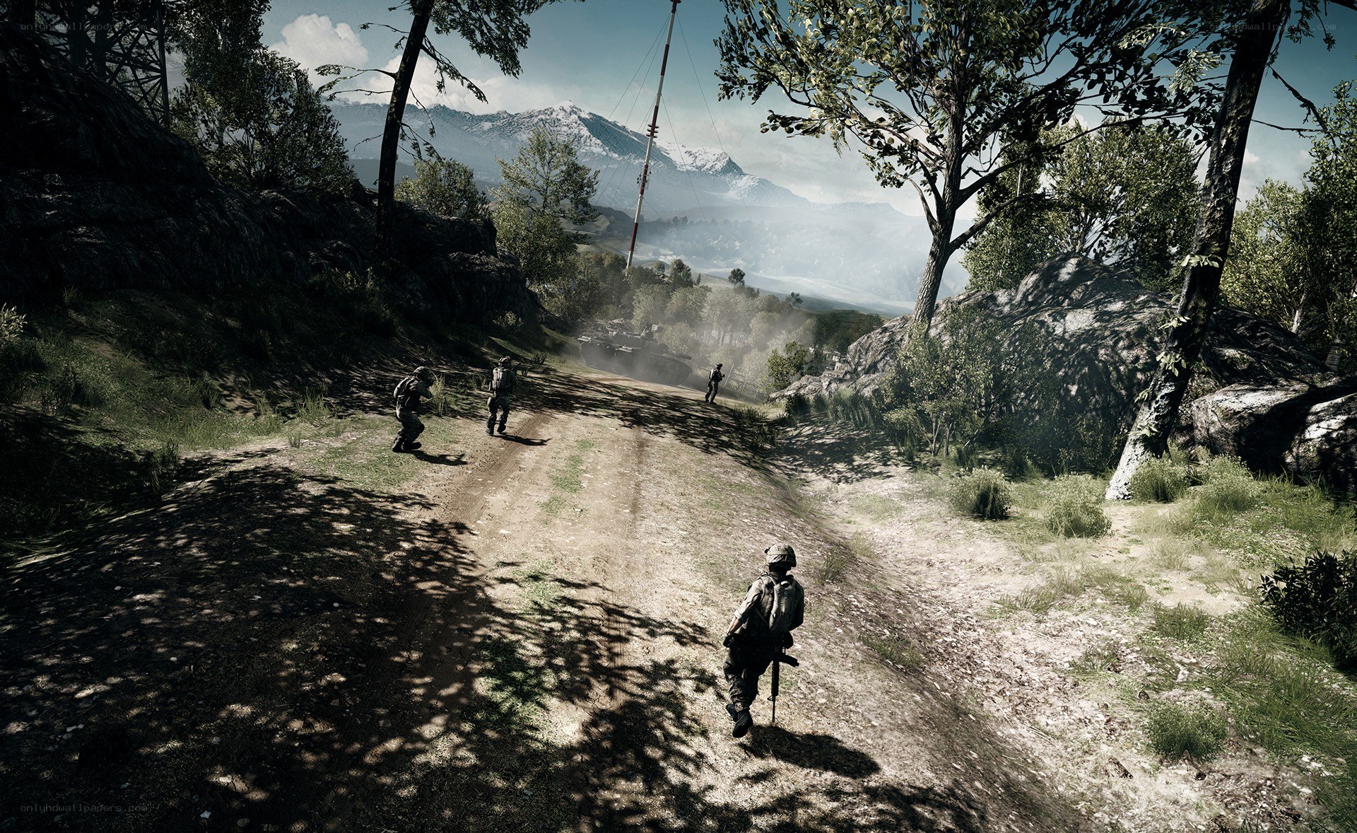 Soldiers on a mountain path