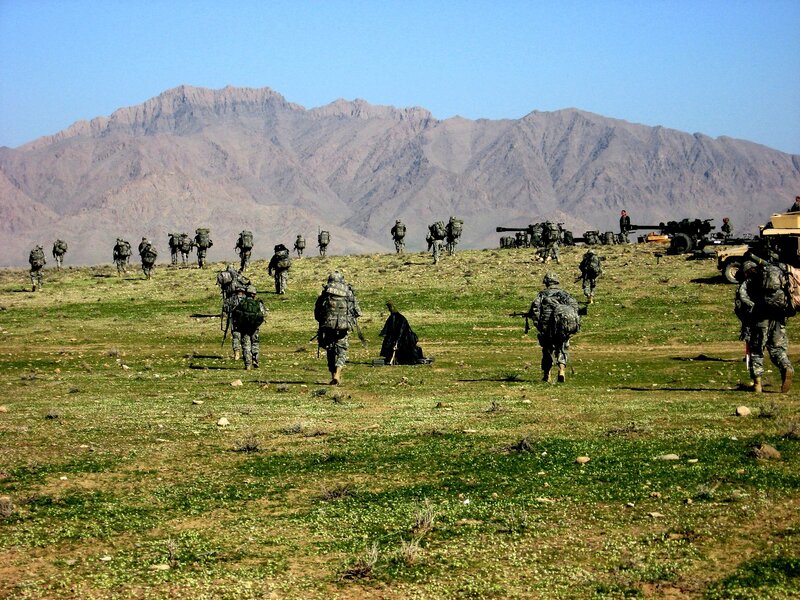 Soldiers on a mountain patrol