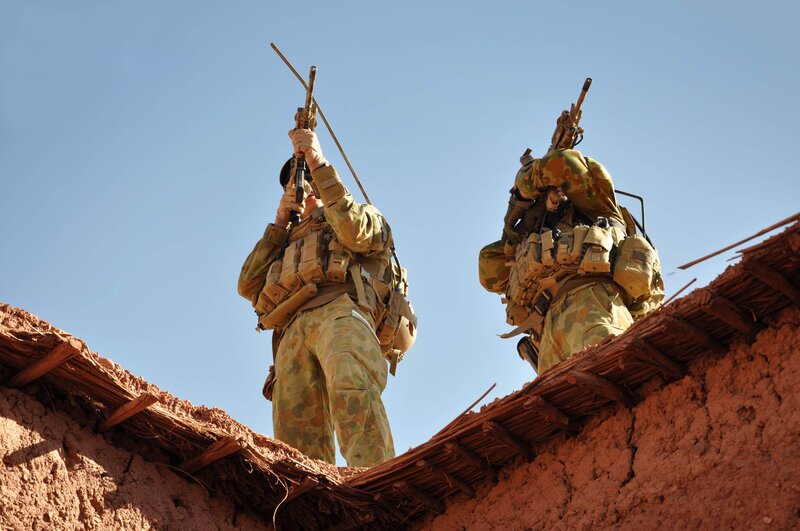 Soldiers on a rooftop