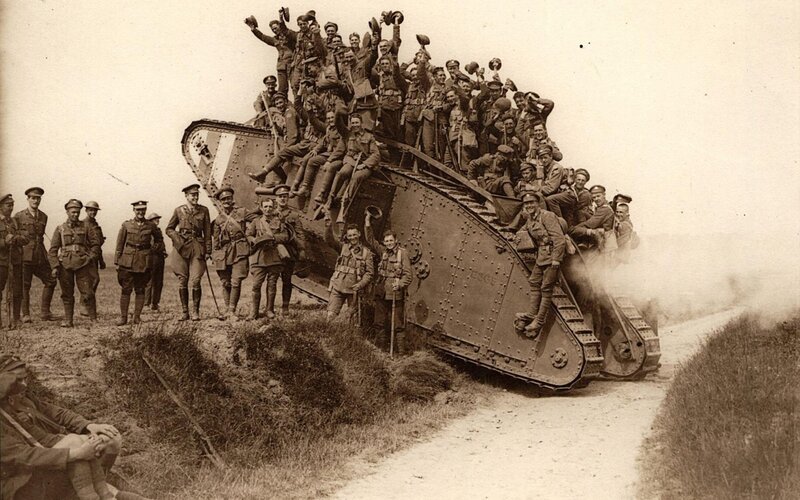 Soldiers on a Tank — Brown