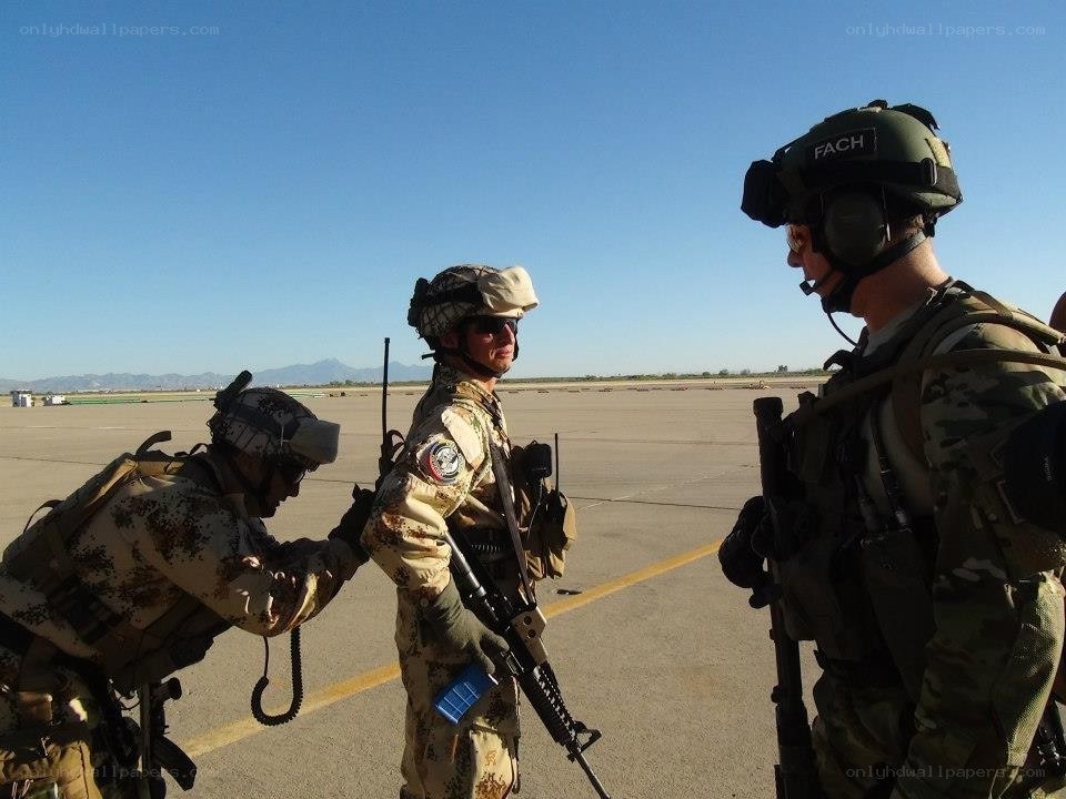 Soldiers on airfield