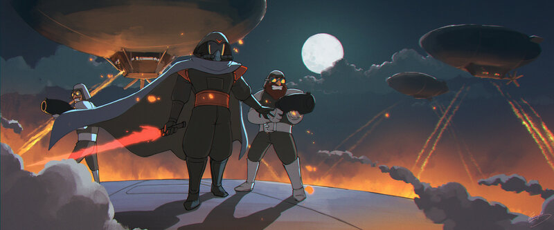 Soldiers on Airship Deck — Orange
