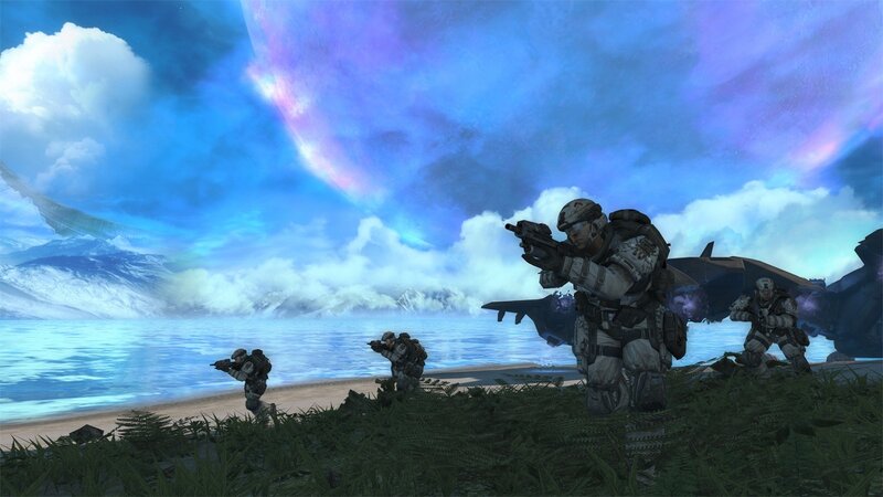 Soldiers on alien beach