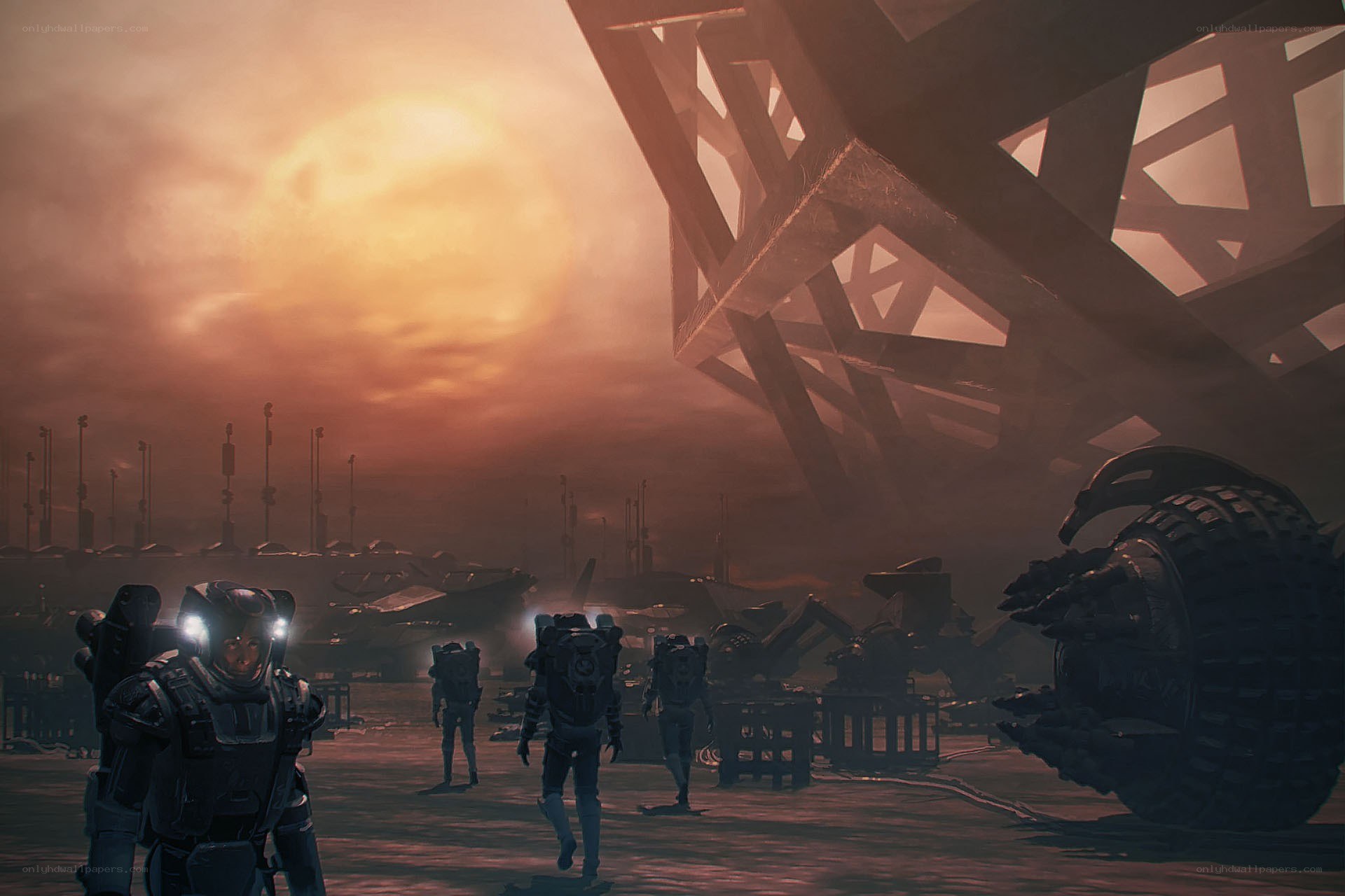 Soldiers on alien planet